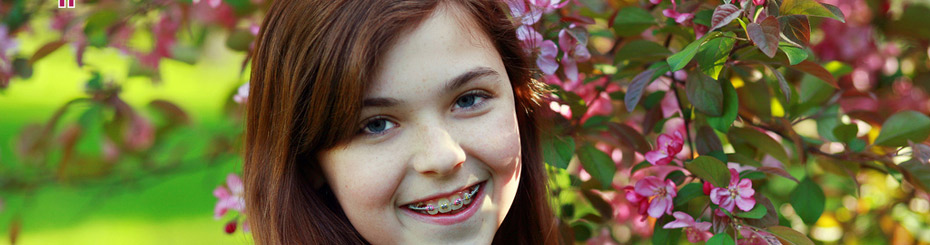 girl with flowering tree