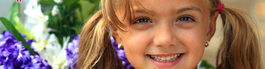 little girl with flowers